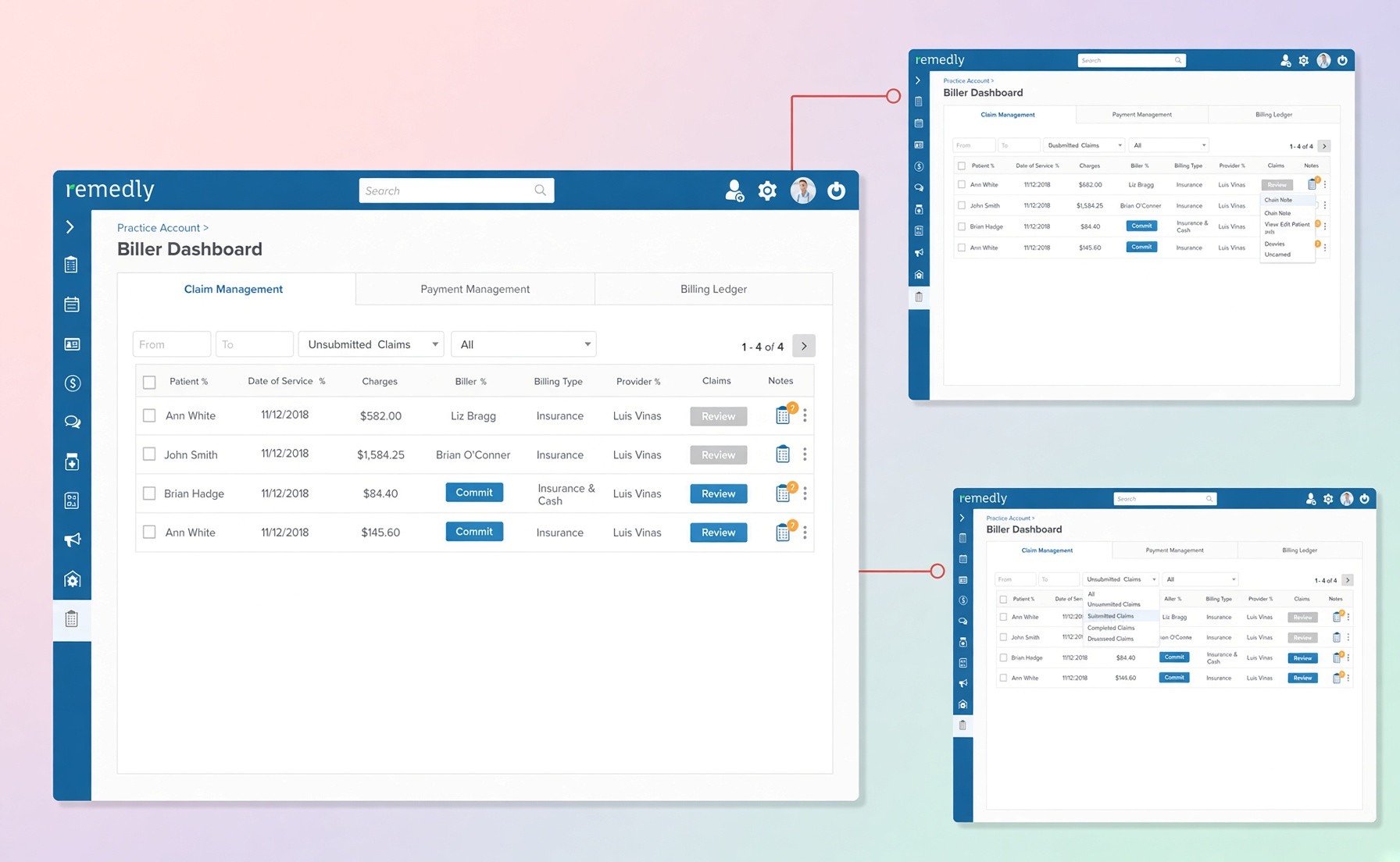 Remedly billing dashboard screens