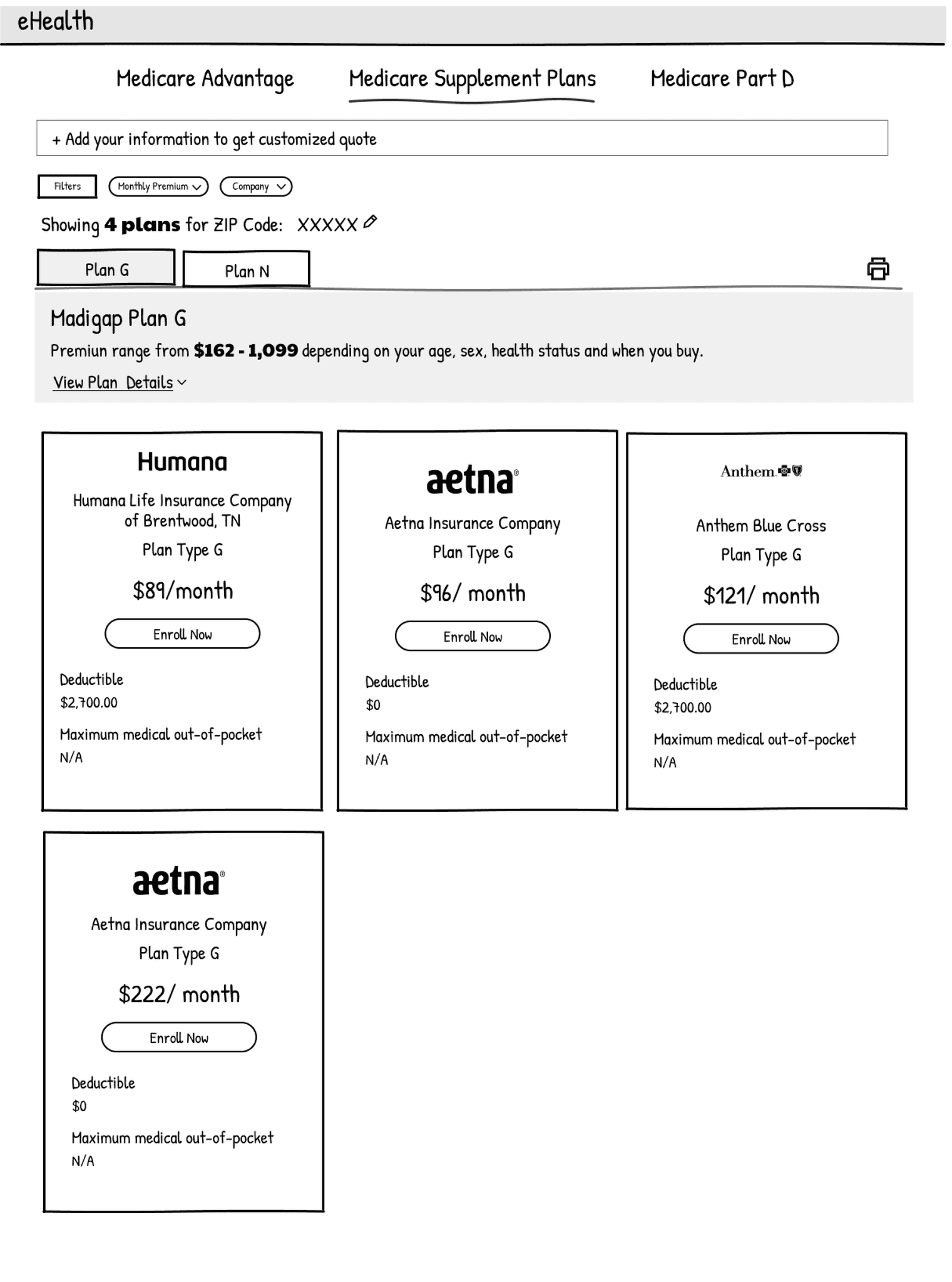 Concept 2: plan tabs with carrier cards