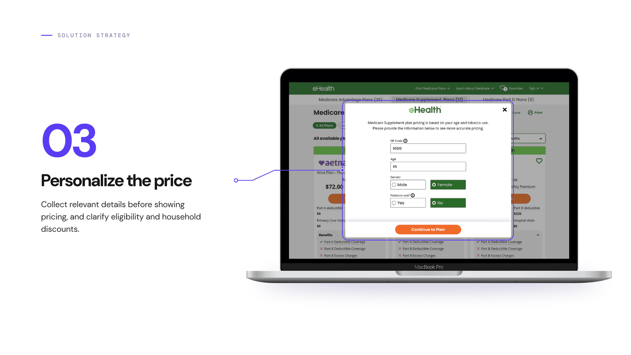 Solution strategy 03 Personalize the price, shown with the pricing details form