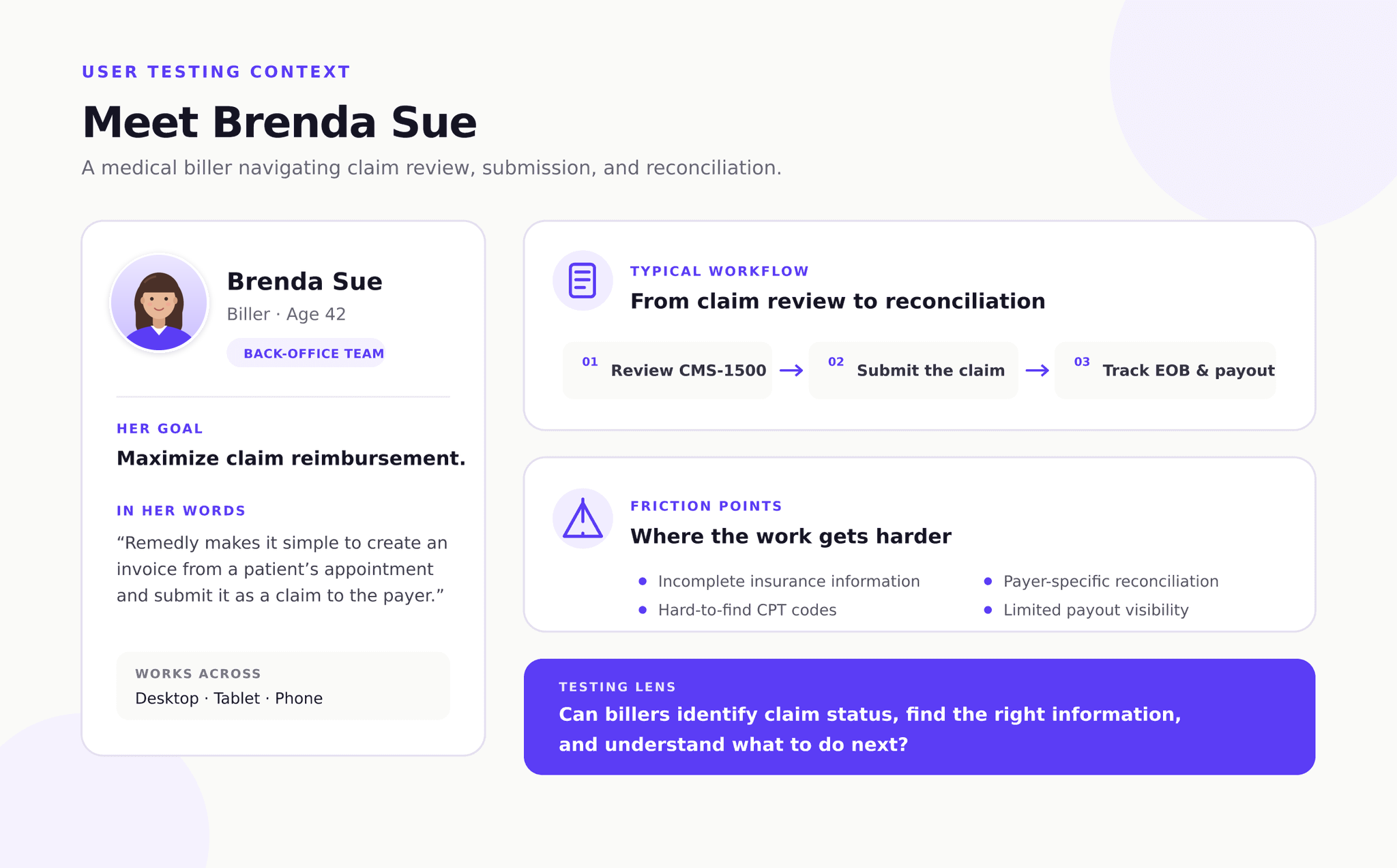 Early dashboard concept used in testing